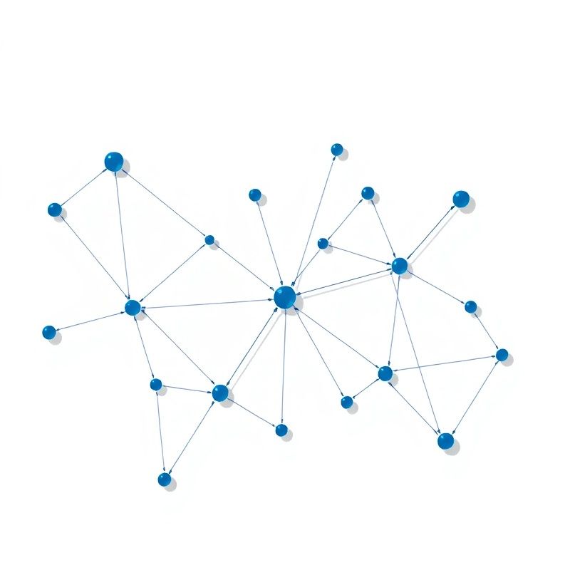 Diagram korporativne strukture z indigo povezavami na belem ozadju